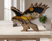3D Eagle Laser Cut File, Multilayer Ornament, Glowforge Ready (svg, dxf, eps, pdf, png, jpeg files)