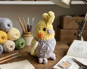 Crochet Cockatiel Pattern, Easy Amigurumi Parrot DIY PDF Pattern