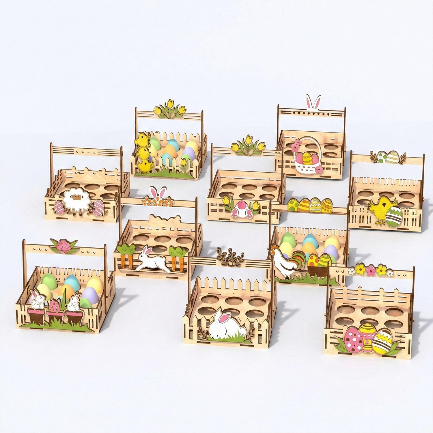 Easter Egg Holder SVG Bundle, Laser Cut Wooden Basket Decor (digital ...