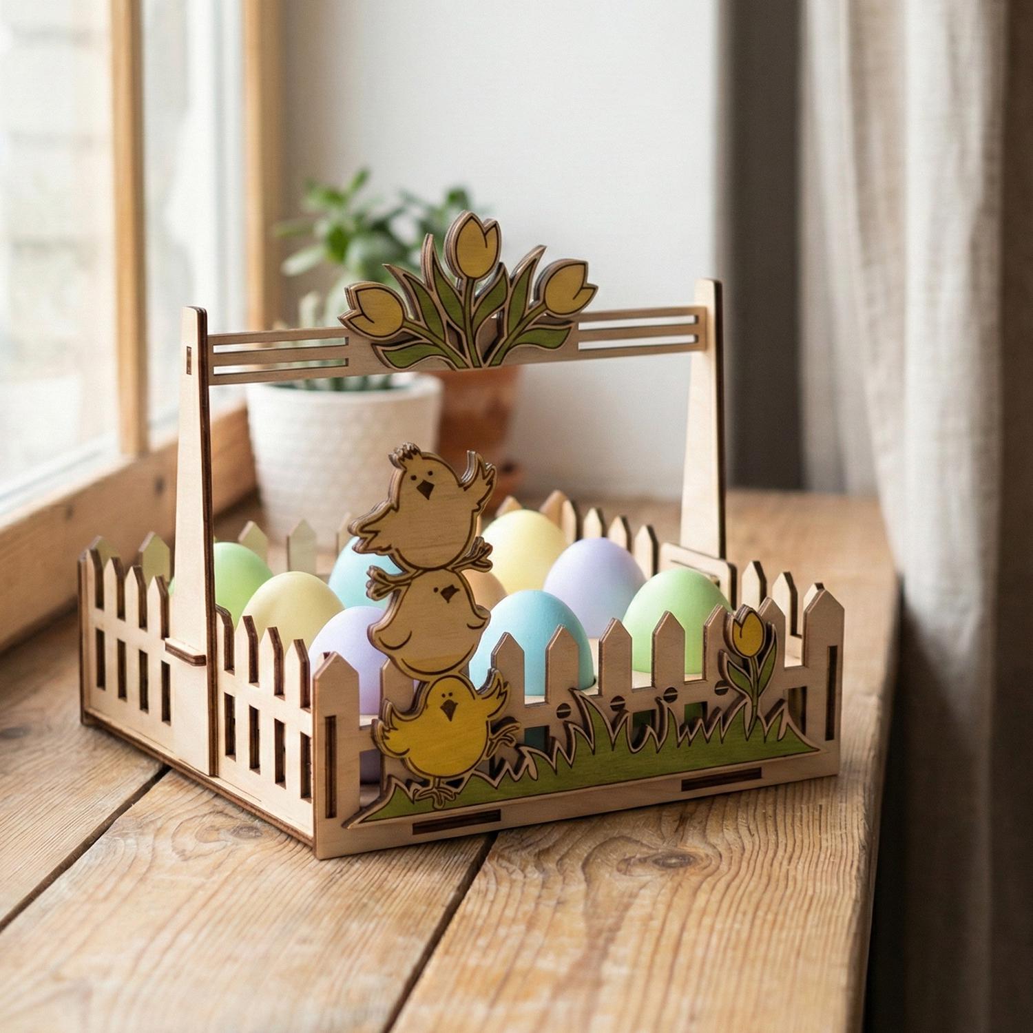 Easter Egg Holder SVG Bundle, Laser Cut Wooden Basket Decor (digital ...
