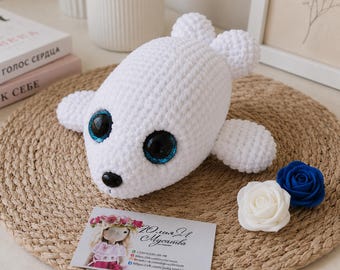 Crochet Baby Seal Pattern, Harp Seal Amigurumi Tutorial, DIY Stuffed Animal PDF