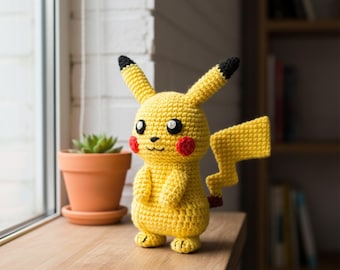 Patrón de Pikachu Amigurumi a crochet, PDF para principiantes (descarga instantánea)