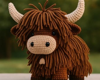 Highland Cow Crochet Pattern PDF, Cow Amigurumi Pattern, Plush Cow Crochet Tutorial, Farm Animal Crochet Pattern