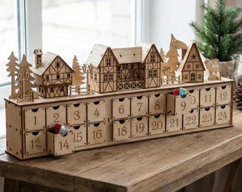 Laser Cut Christmas Village Advent Calendar SVG DXF (Digital Download)