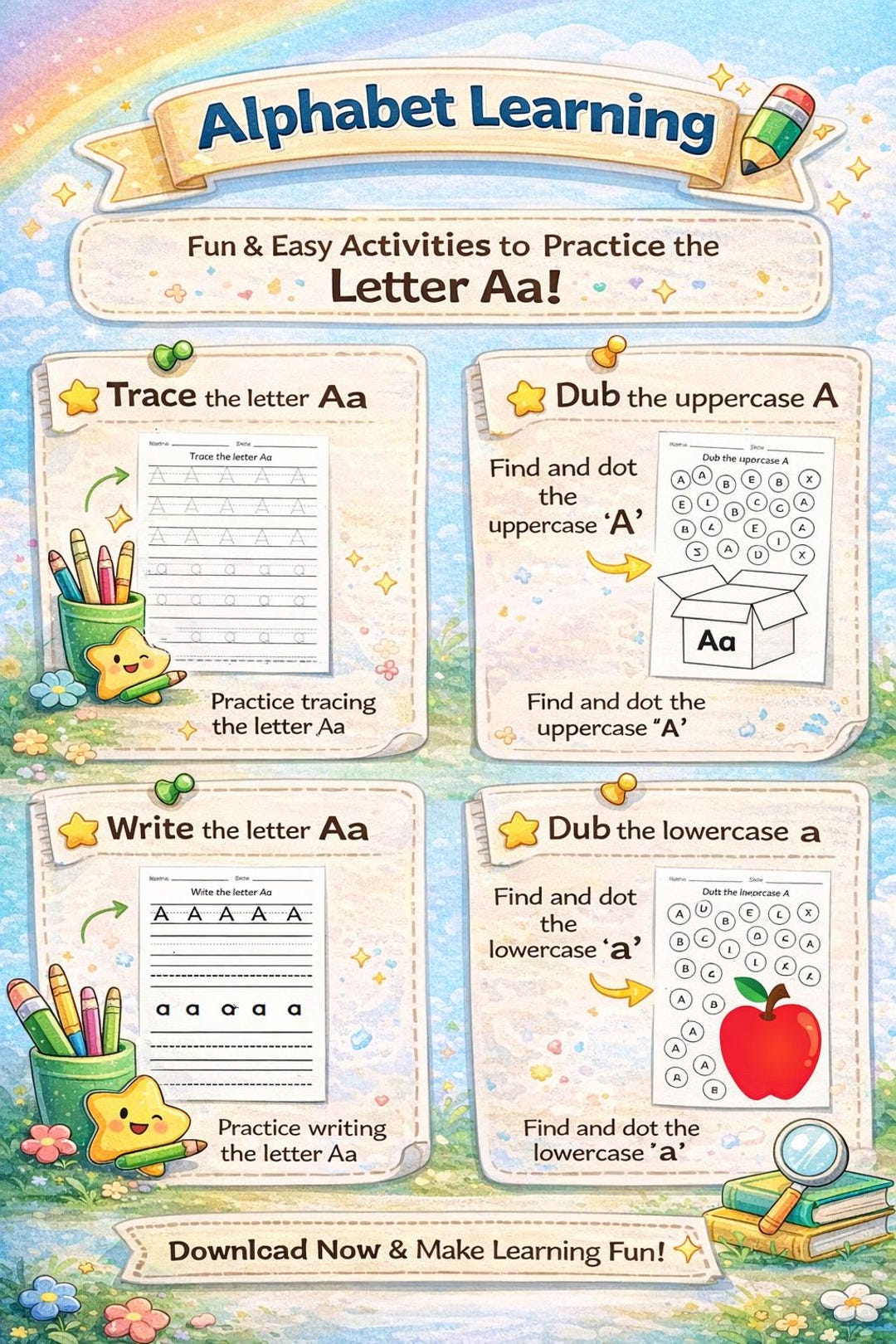 ABC Letter Tracing Worksheet, Preschool Alphabet Learning (PDF Download ...
