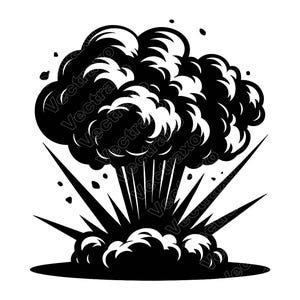 Explosion Mushroom Cloud SVG PNG JPG: Comic Blast Vector Graphic, Action Stencil Art, Laser Cut File Silhouette, Instant Download