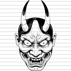 Oni Vector Illustration, Oni SVG PNG JPG, Oni Art, Oni Clipart, Oni Silhouette, Demon Design