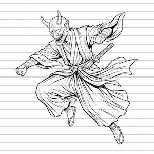Oni Vector Illustration, Oni SVG PNG JPG, Oni Art, Oni Clipart, Oni Silhouette, Demon Design, samurai warrior