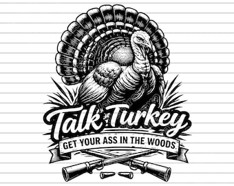 Turkey Hunting Vector Illustration, Talk Turkey SVG PNG JPG, Woods Clipart, Hunting Silhouette, Outdoor Art, Forest Design