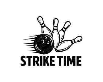 Bowling Strike SVG, Bowling Team PNG, Bowling Ball Clipart, Silhouette Sports Graphic Design for Cricut Craft Projects, Instant Download