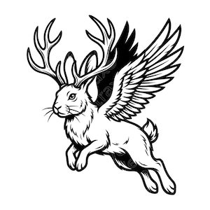 Wolpertinger SVG, fliegende Jackalope Design für Cricut, Fabelwesen Sublimation PNG, deutsche Folklore T-Shirt Kunst, Instant Download
