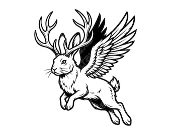 Wolpertinger SVG, conception jackalope volante pour Cricut, créature mythique sublimation PNG, art de T-shirt folklore allemand, téléchargement immédiat
