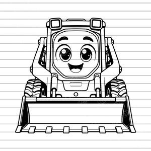 Kompaktwagen niedlichen Cartoon Vektor SVG PNG, entzückende Bau Lader Maskottchen Clipart, Baby Ausstattung Design, Cricut Schnitt Datei DIY