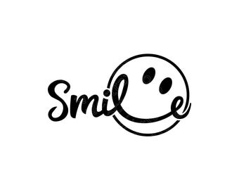 Smile SVG, Smile Face Cut File, Happy Smile PNG Vector Art, Smile Word Graphic, Cheerful Smile Face Cricut Craft Idea, Instant Download