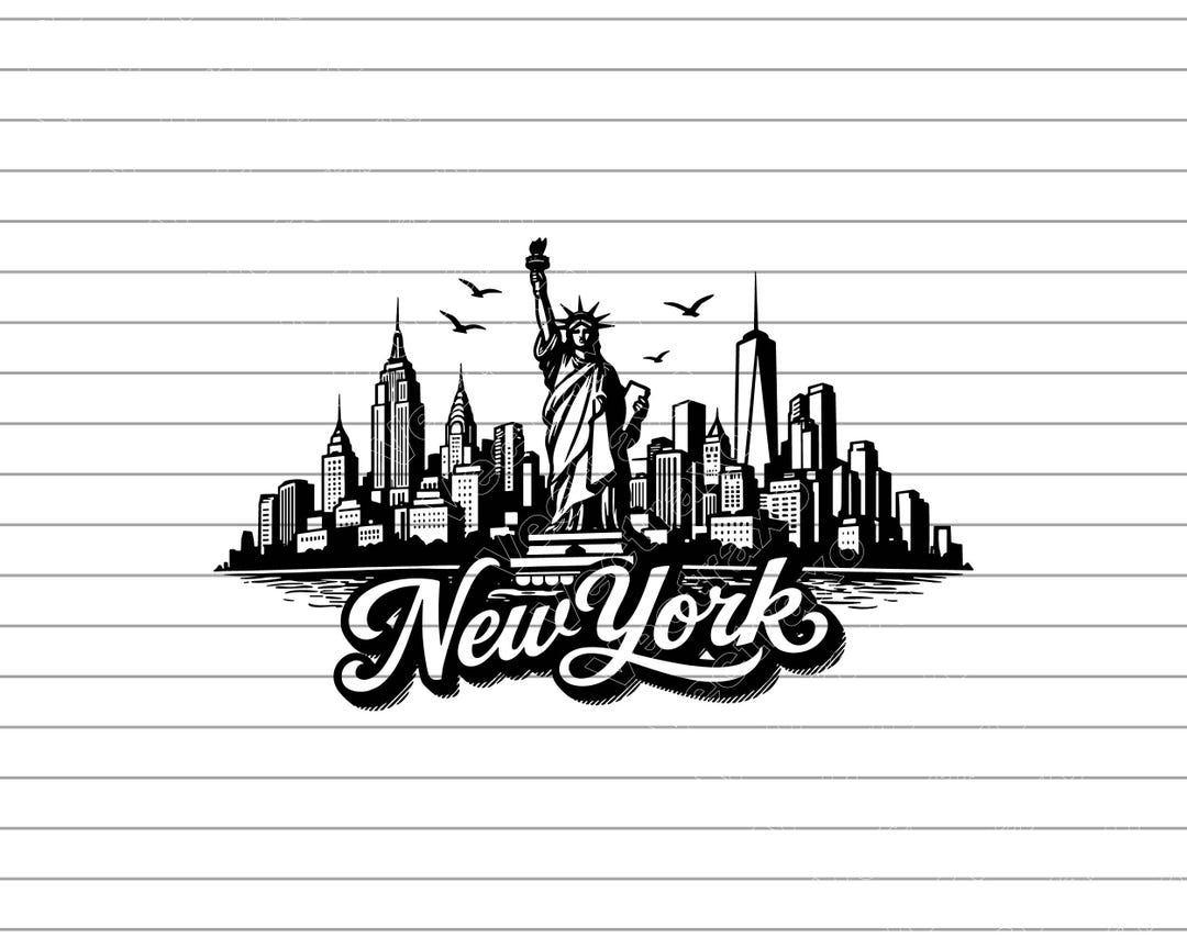 New York Skyline Vector Illustration, Skyline SVG PNG JPG, City Art ...