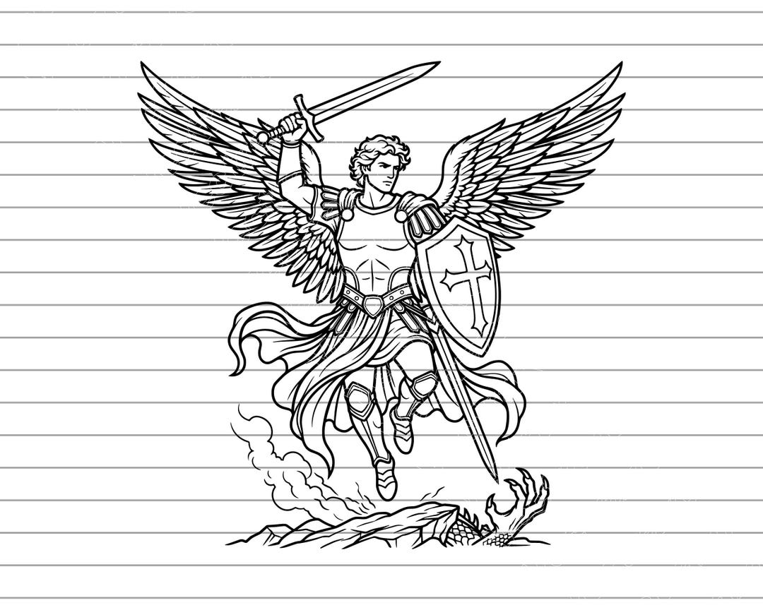Arcangel Michael Warrior Angel Vector Illustration, Michael SVG PNG JPG ...