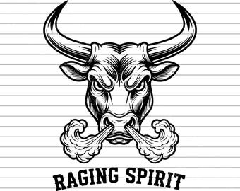 Illustration vectorielle de taureau en colère, art de l'esprit déchaîné (SVG, PNG, JPG)