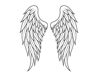 Angel Wings SVG, Memorial Wings PNG, Large Feathers Wings Graphics, Guardian Angel Silhouette Vector Digital Cut Files, Instant Download