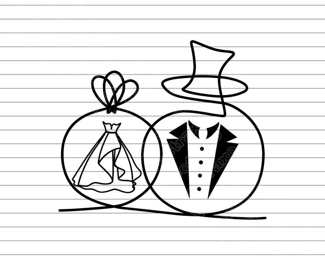 Bride and Groom Rings Dresses Vector Illustration, Wedding SVG PNG JPG ...