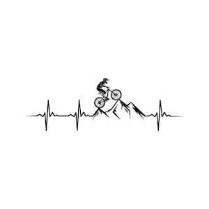 Mountainbike SVG, MTB Heartbeat gesneden bestand, fietser EKG Vector, downhill fietsen afbeelding, grappig bikershirt, Cycle Life Art, Instant Download