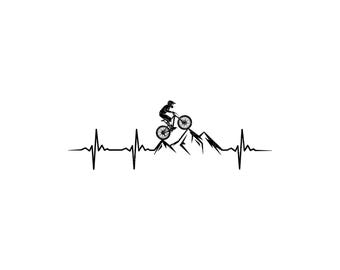Mountain Bike SVG, MTB Heartbeat Cut File, Cyclist EKG Vector, Downhill Biking Graphic, Funny Biker Shirt, Cycle Life Art, Instant Download