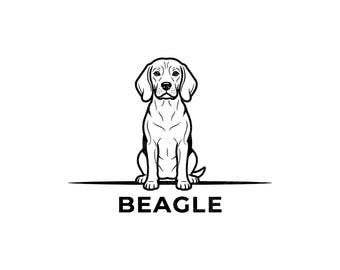 Beagle Dog SVG, Sitting Beagle SVG, Cute Beagle Cut File, Beagle Mom Shirt Design, Hound Dog Silhouette, Puppy Line Art, Instant Download