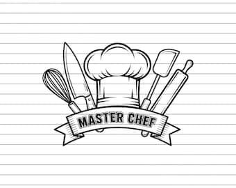Chef Logo, Kitchen Tools Clipart (SVG, PNG, JPG) (Digital Download)