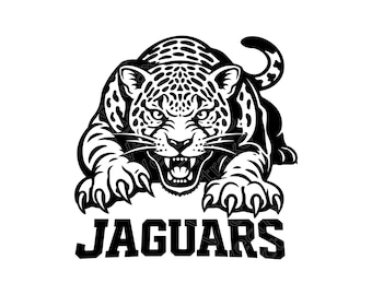 Jaguar Mascot SVG, Pouncing Jaguar PNG, Fierce Big Cat Cricut, Wild Animal Cut File, Sports Team Logo, Instant Download