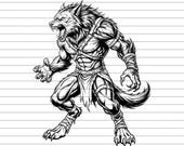 Werewolf Vector Illustration, Clipart, Silhouette (SVG, PNG, JPG)