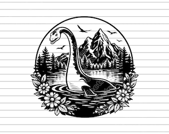 Lochness Monster Vector Art, Loch Ness Silhouette (SVG, PNG, JPG)
