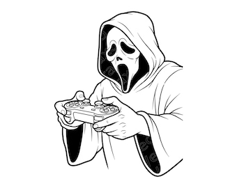 Ghostface Gamer SVG, Gamer Ghostface SVG, Ghostface Gaming Cut File, Ghost Face Controller Shirt, Horror Movie Gamer Silhouette