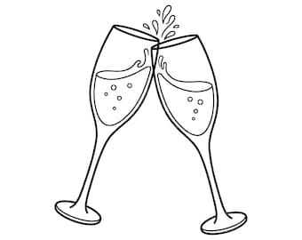 Champagne Toast SVG PNG JPG: Wedding Cheers Glassware Design, Anniversary Celebration Clipart, Bridal Shower Craft File, Instant Download