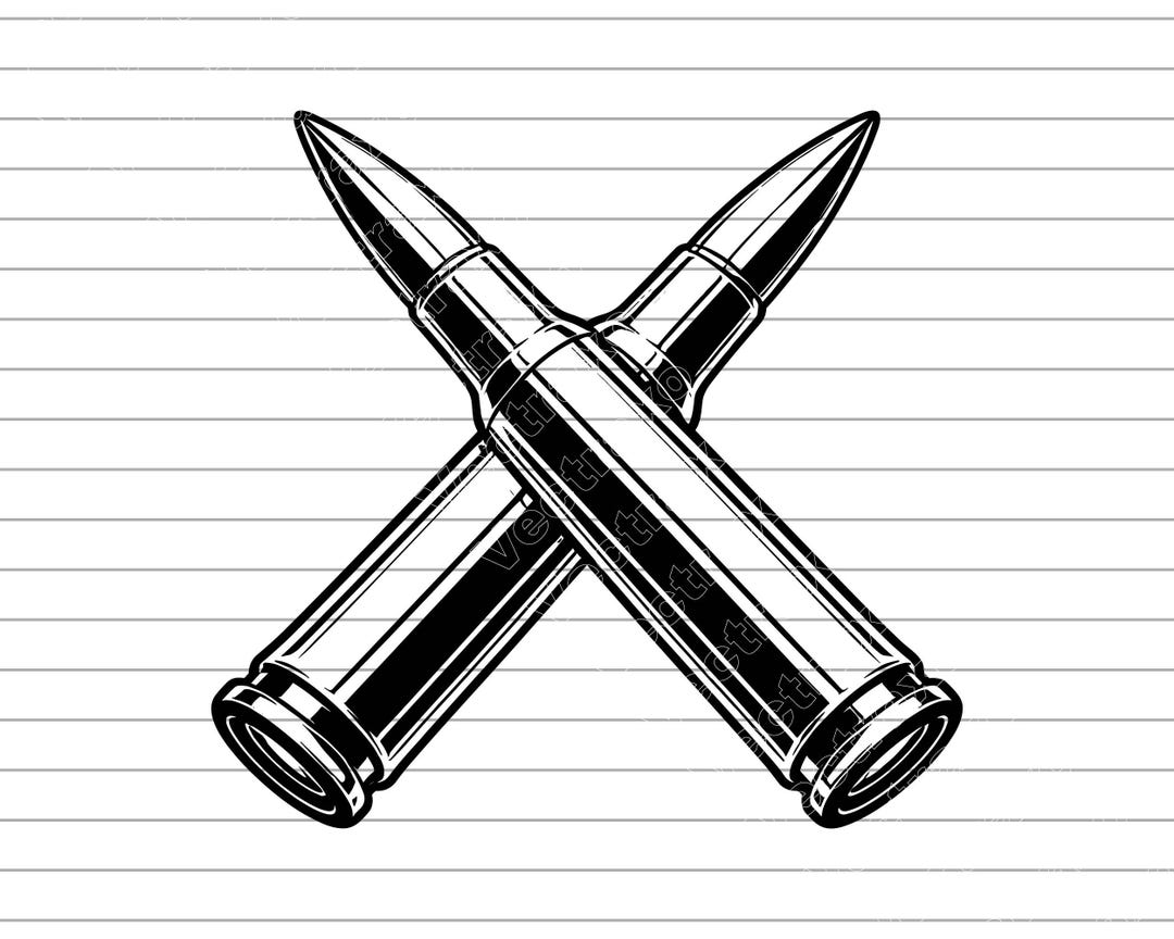 Crossed Rifle Bullets Vector Illustration, Rifle SVG PNG JPG, Hunting ...