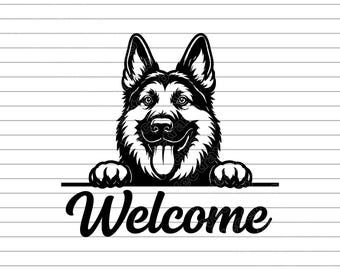 German Shepherd Welcome Sign SVG Clipart (Instant Download)
