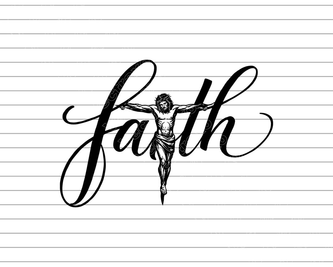Faith Simple Vector Faith With Jesus Vector Illustration, Jesus SVG PNG JPG, Faith Art ...