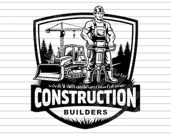 Construction Builder Logo Design, Vector SVG PNG JPG, Clipart (Instant Download)