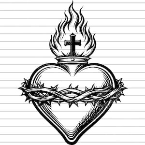 Ilustración vectorial del corazón, trono, corona y cruz de Jesús, SVG PNG JPG de corazón, arte de la cruz, imágenes prediseñadas de corona, silueta de trono, diseño religioso