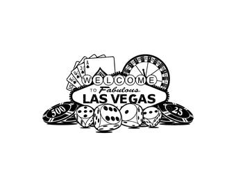 Las Vegas SVG PNG JPG: Casino Gambling Sign Collage, Vegas Poker Night Vector Art, Betting Graphics for Crafting, Instant Download