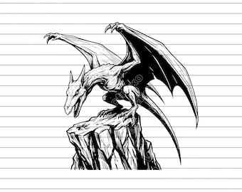 Wyvern Vector Illustration, Dragon Clipart, Fantasy Creature Art (SVG, PNG, JPG)