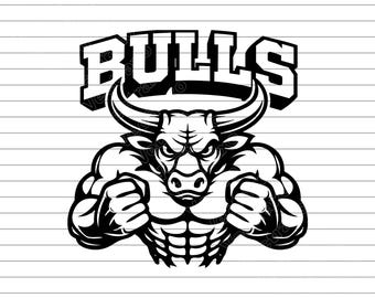 Illustration vectorielle de mascotte de taureaux en colère, silhouette de taureau chargeant (SVG PNG JPG)