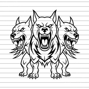 Hellhound Vector Illustration, Hellhound SVG PNG JPG, Hellhound Art, Hellhound Clipart, Hellhound Silhouette, Hellhound Design