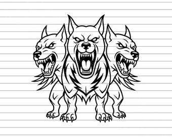 Three-Headed Hellhound Vector Art (SVG, PNG, JPG)