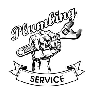 Sanitair Service SVG PNG JPG: loodgieter reparatie embleem klusjesman silhouet workshop banner moersleutel tool logo grafische kunst direct downloaden