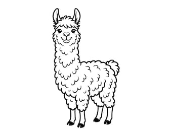Cute Llama SVG, Fluffy Alpaca Clipart, Sweet Farm Animal PNG for Cricut, Whimsical Nursery Vector Graphic Design, Instant Download