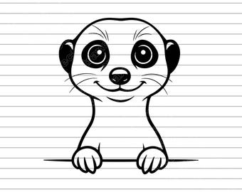 Peeking Meerkat Vector Art, SVG PNG JPG Clipart (Instant Download)