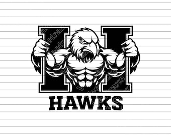 Hawks Mascot SVG, Vector Illustration, School Team Logo Clipart (Instant Download)