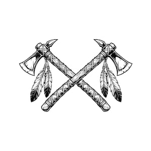 Tomahawk SVG, Crossed Axes Design, Native Tomahawk Cut File, Tribal Axe Vector, Weapon Silhouette Cricut, Instant Download