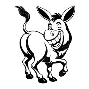Funny Donkey SVG, Smiling Cartoon Burro Cricut File, Cute Farm Animal Vector Clipart, Humorous Mule T-Shirt Graphic, Instant Download