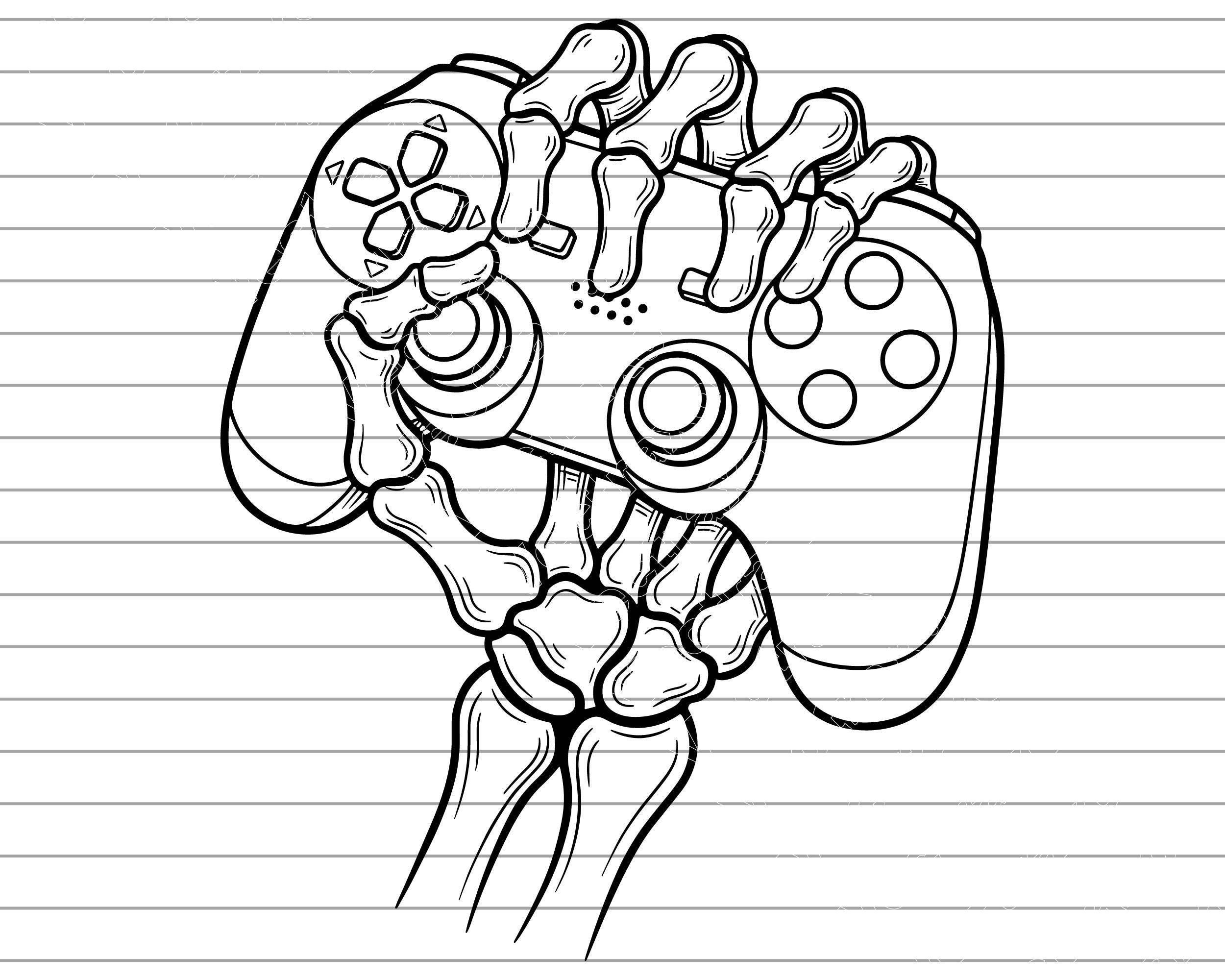 Gamer Skeleton Hand Vector Illustration Holding Game Controller, Gaming ...