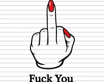 Female Middle Finger Vector Clipart, Hand Gesture SVG PNG (Instant Download)